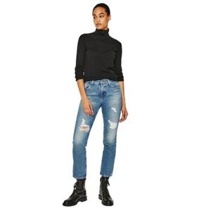 AG Adriano Goldschmeid Women’s 28 Mid Rise Distressed Jeans Nikki Relaxed Crop